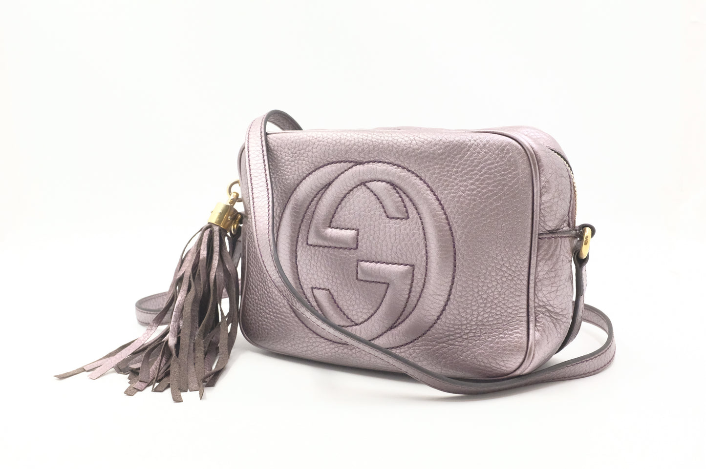 Gucci Soho Cossbody Bag in Metallic Purple Leather