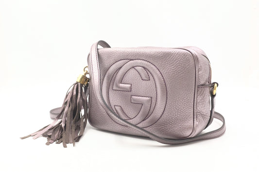 Gucci Soho Cossbody Bag in Metallic Purple Leather