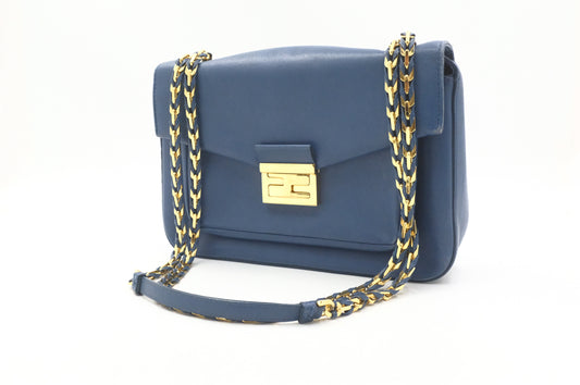 Fendi Leather Be Baguette in Blue Leather