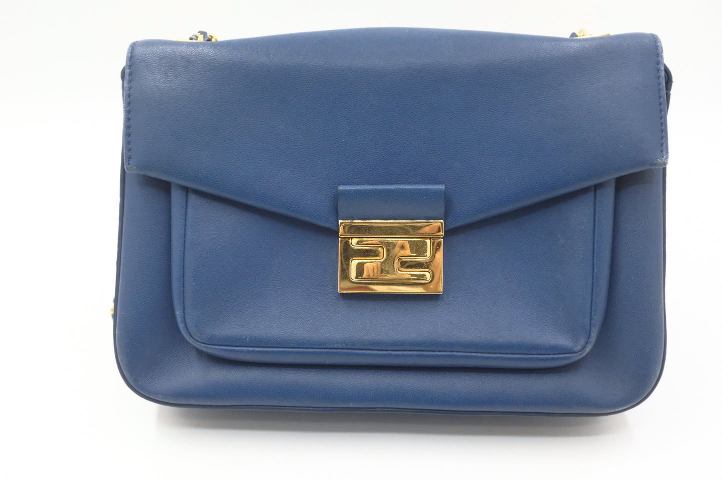 Fendi Leather Be Baguette in Blue Leather
