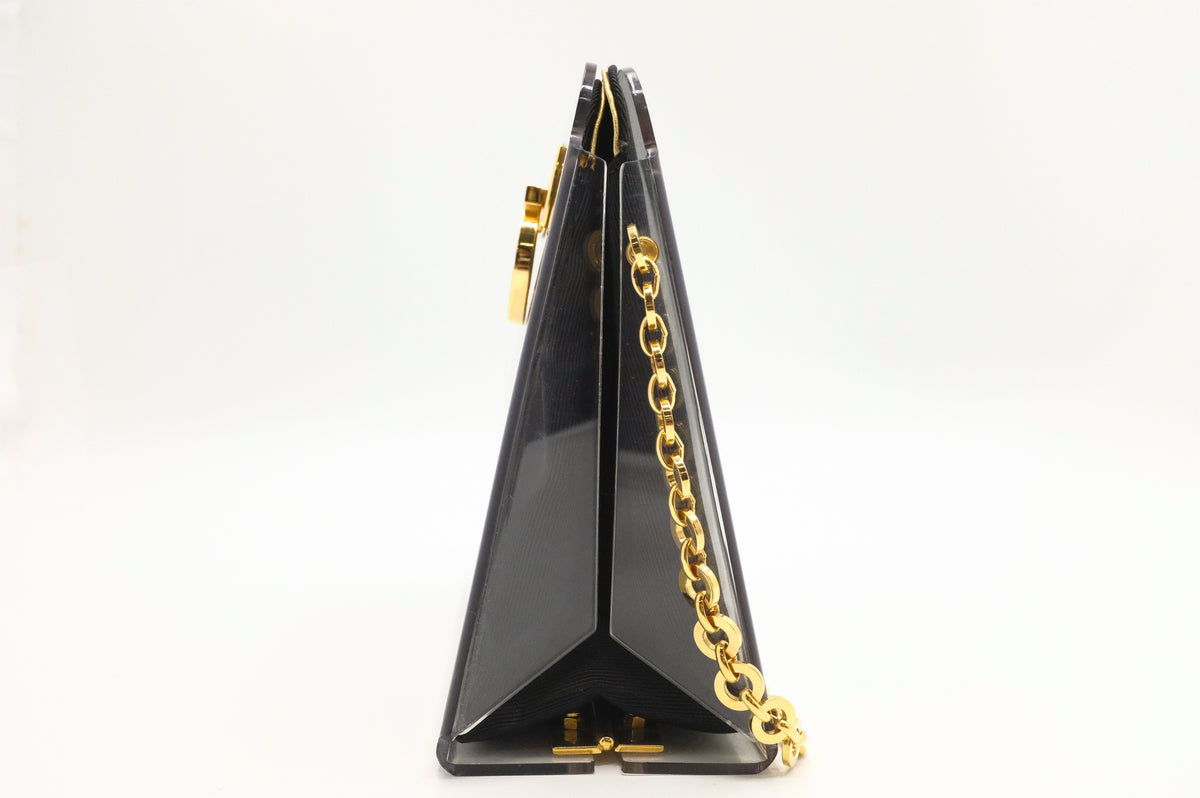 Ferragamo Gancini Shoulder Bag in Acrylic & Black Canvas