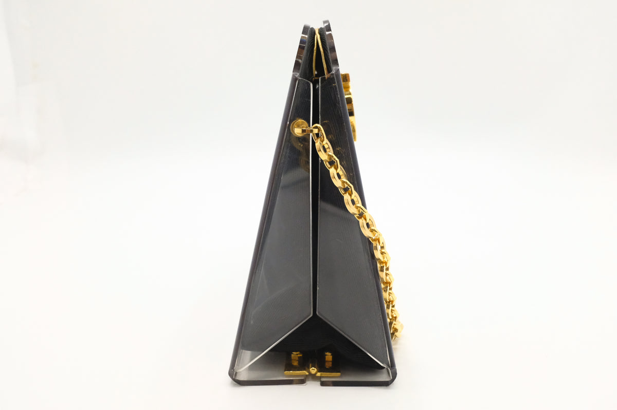 Ferragamo Gancini Shoulder Bag in Acrylic & Black Canvas