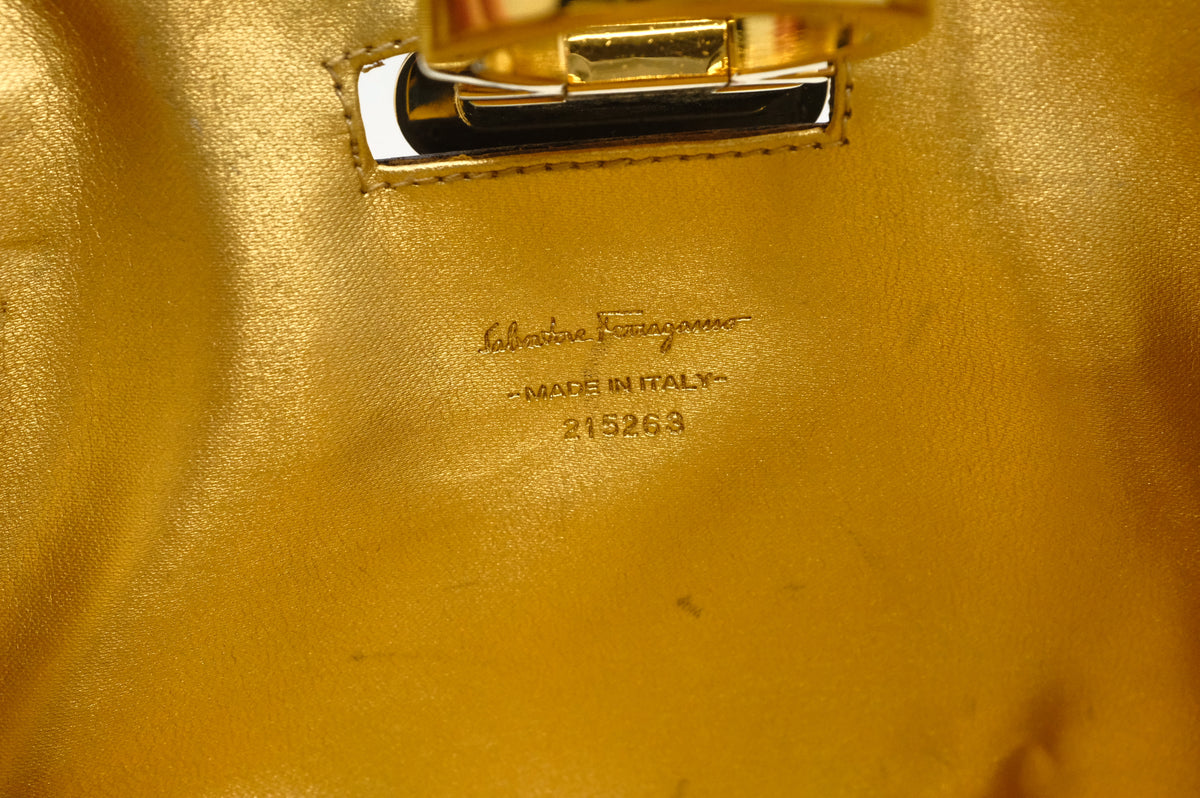 Ferragamo Gancini Shoulder Bag in Acrylic & Black Canvas