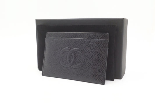 Chanel Card Case in Black Caviar Leather