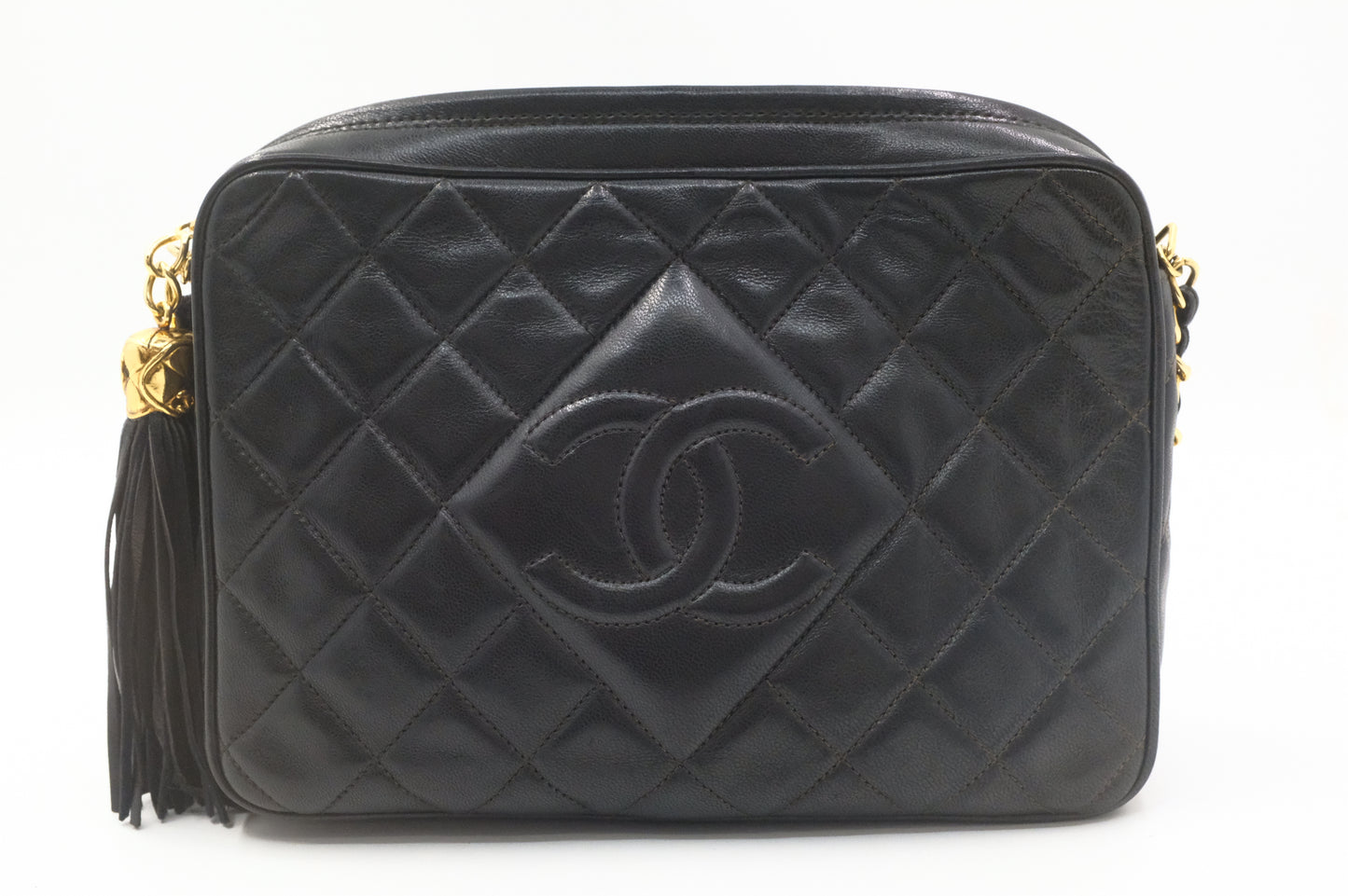 Chanel Chain Camera Bag in Black Lambskin Leather