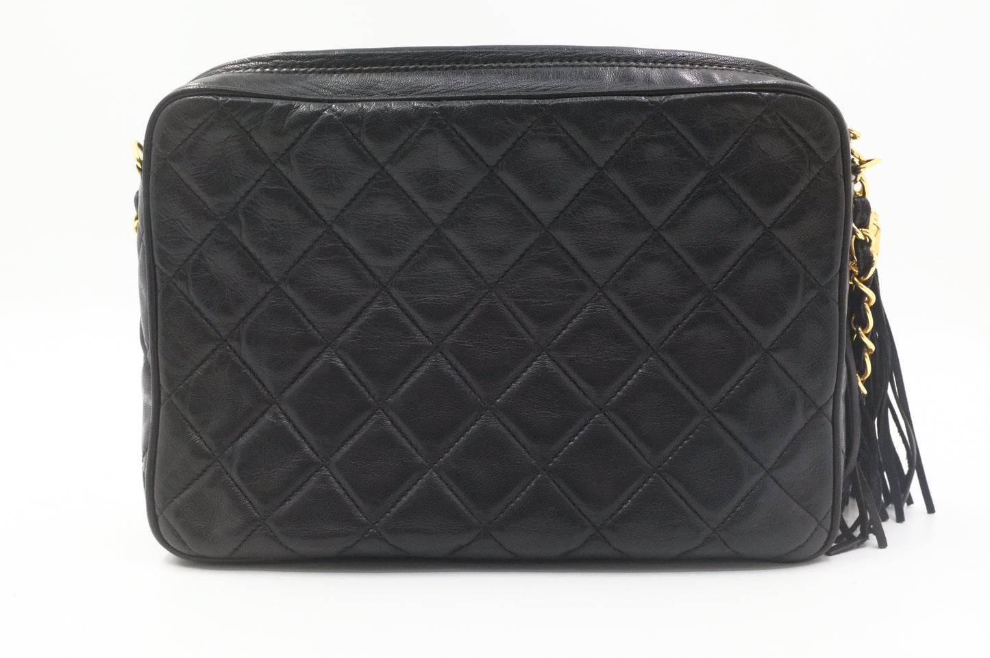 Chanel Chain Camera Bag in Black Lambskin Leather