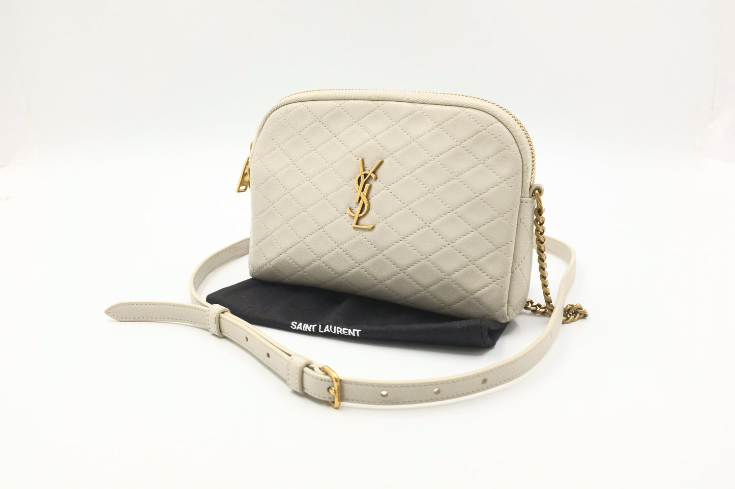 YSL Saint Laurent Gaby Crossbody Bag in White Leather