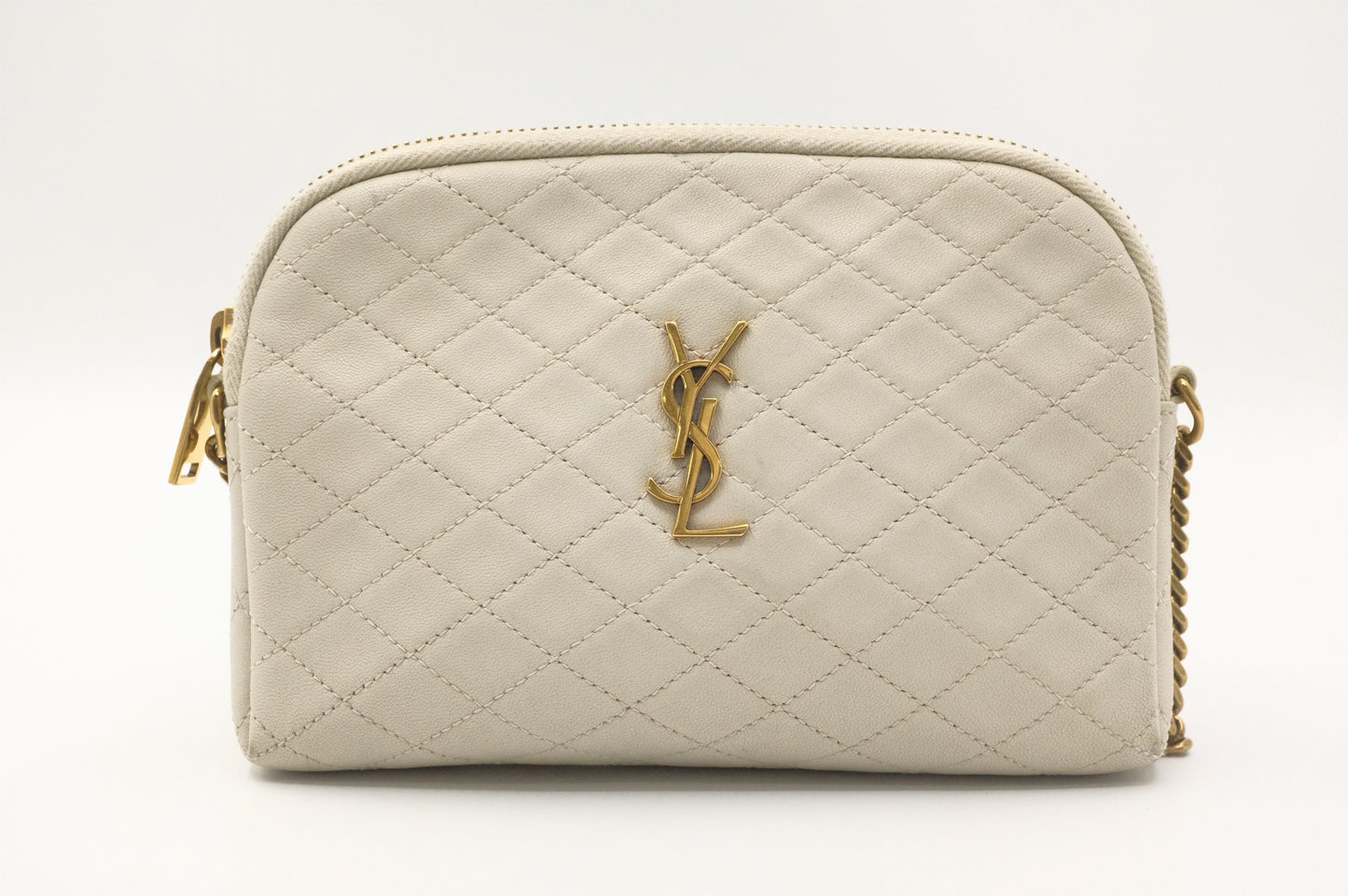 YSL Saint Laurent Gaby Crossbody Bag in White Leather