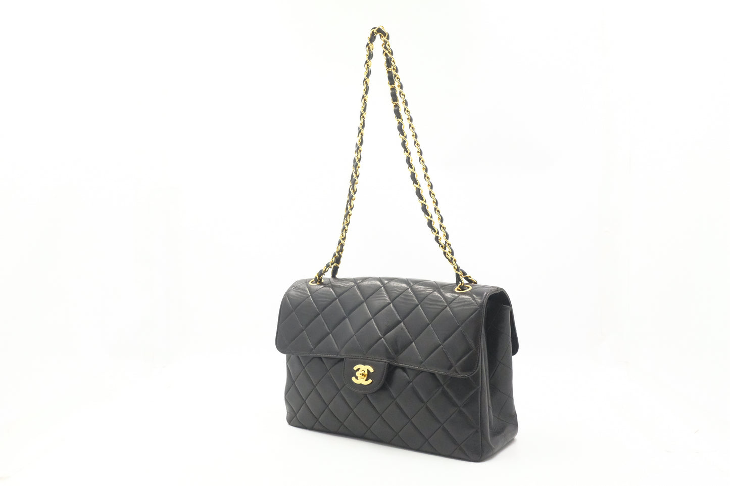 Chanel Double-Face Flap 30 in Black Matelassé Leather