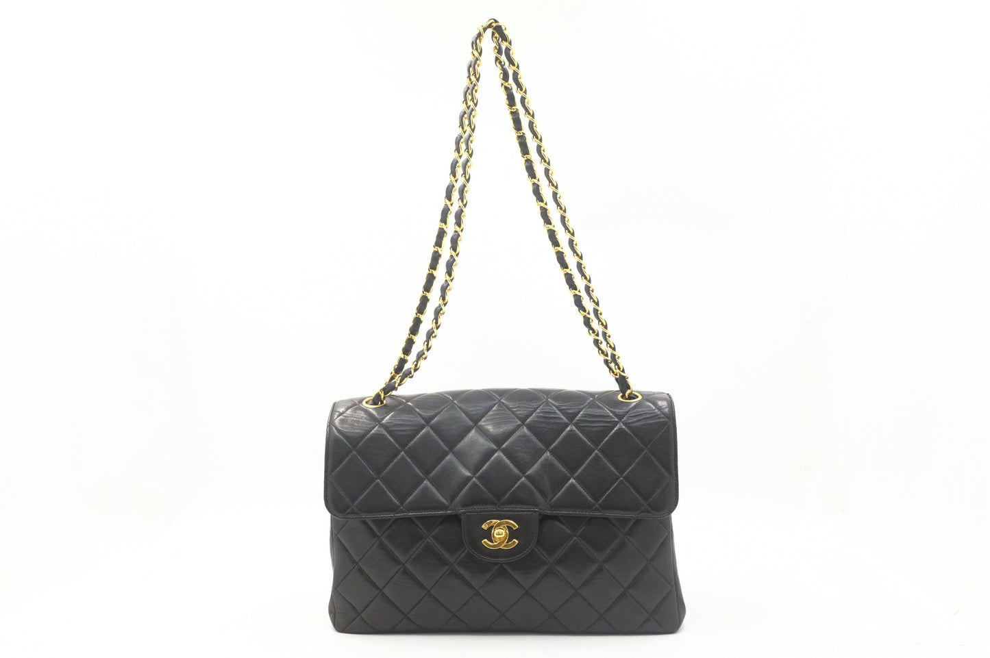 Chanel Double-Face Flap 30 in Black Matelassé Leather