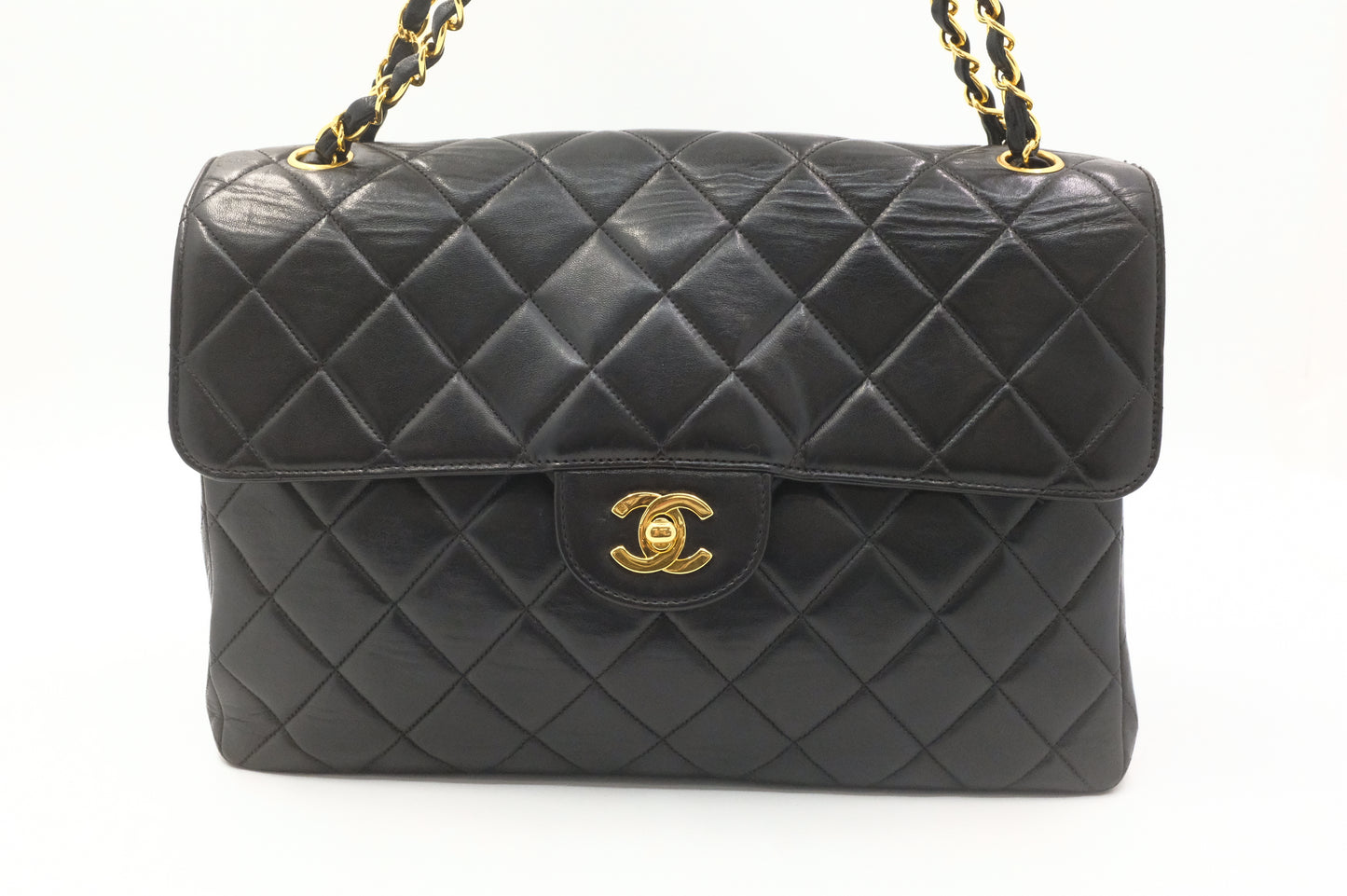 Chanel Double-Face Flap 30 in Black Matelassé Leather