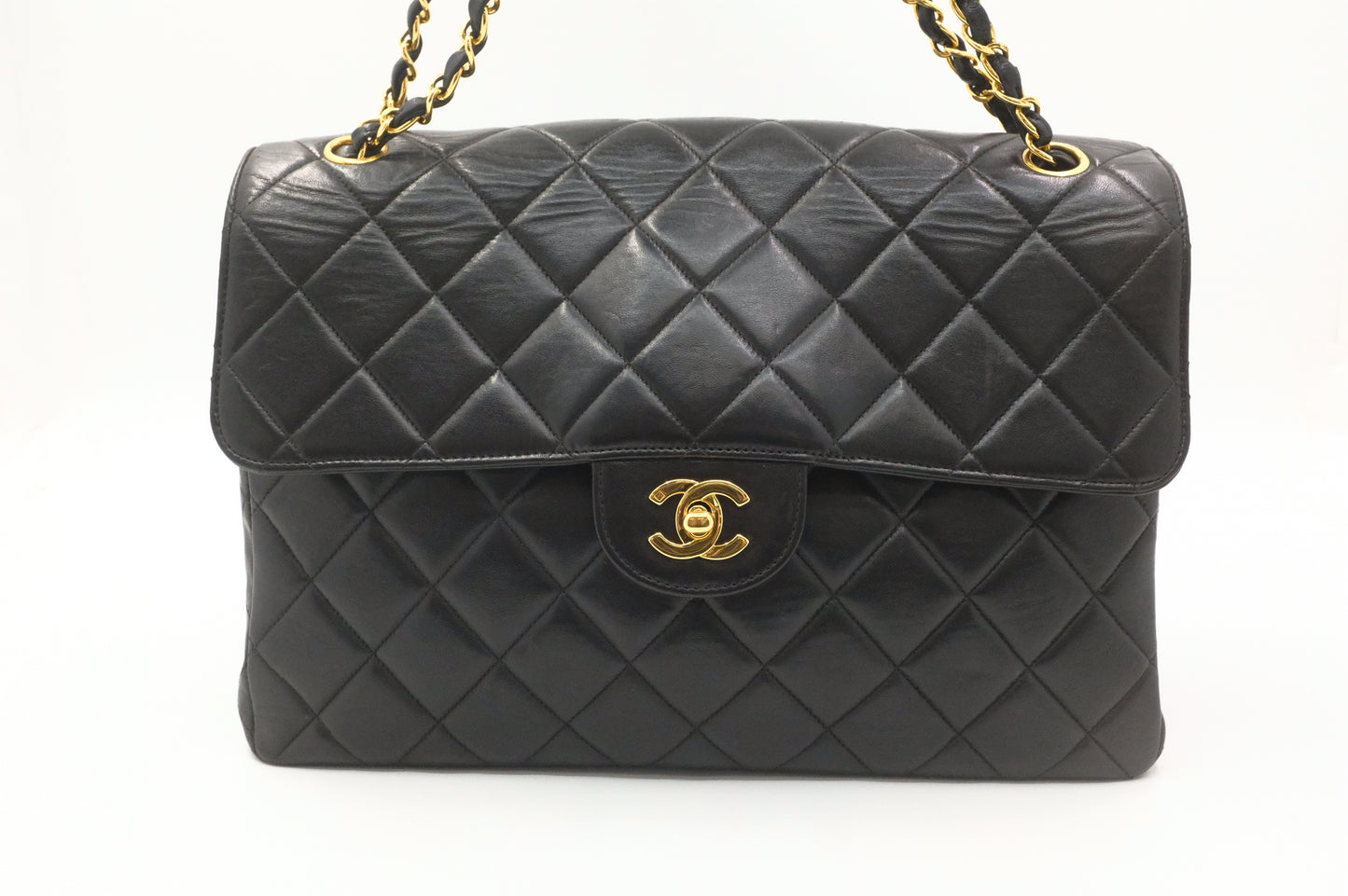 Chanel Double-Face Flap 30 in Black Matelassé Leather