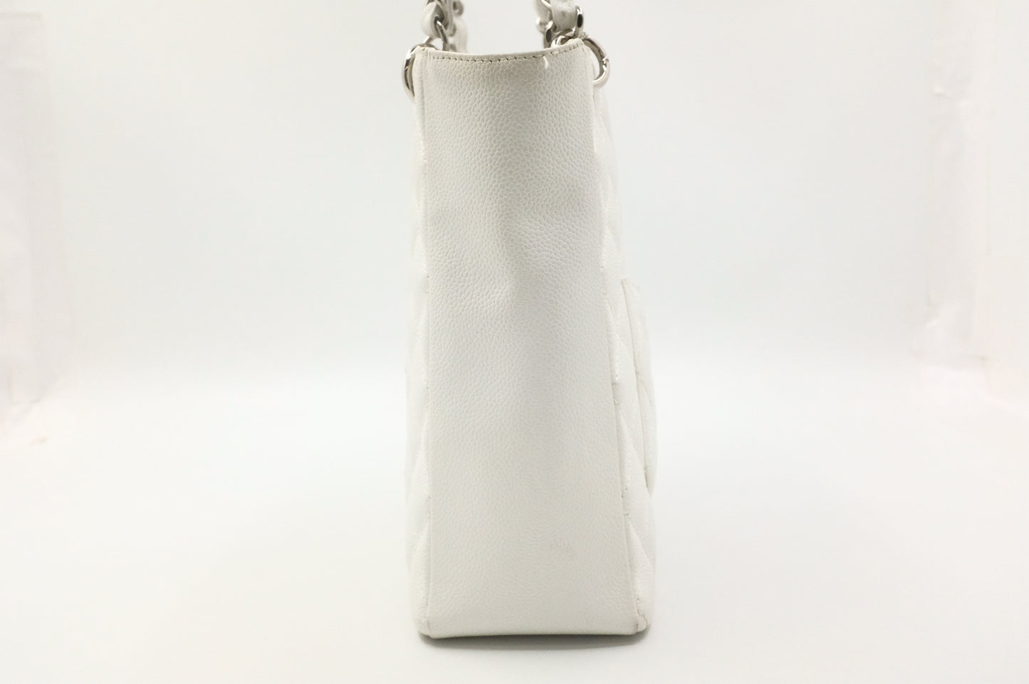 Chanel PST Petite Shopping Tote in White Caviar Leather
