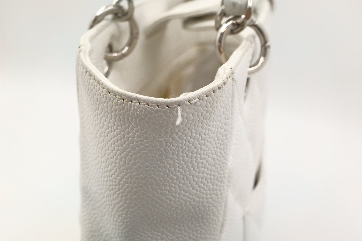 Chanel PST Petite Shopping Tote in White Caviar Leather