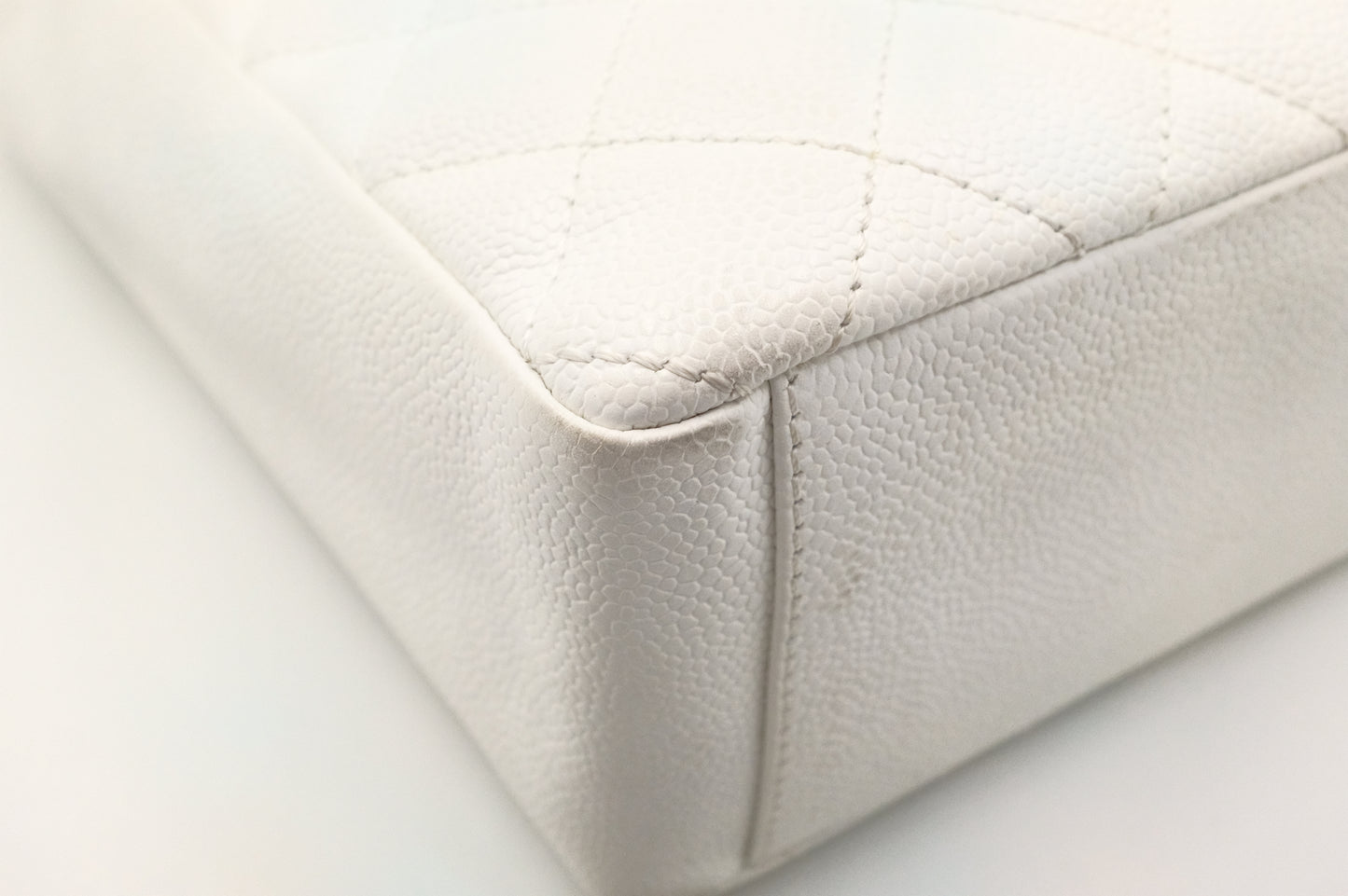 Chanel PST Petite Shopping Tote in White Caviar Leather