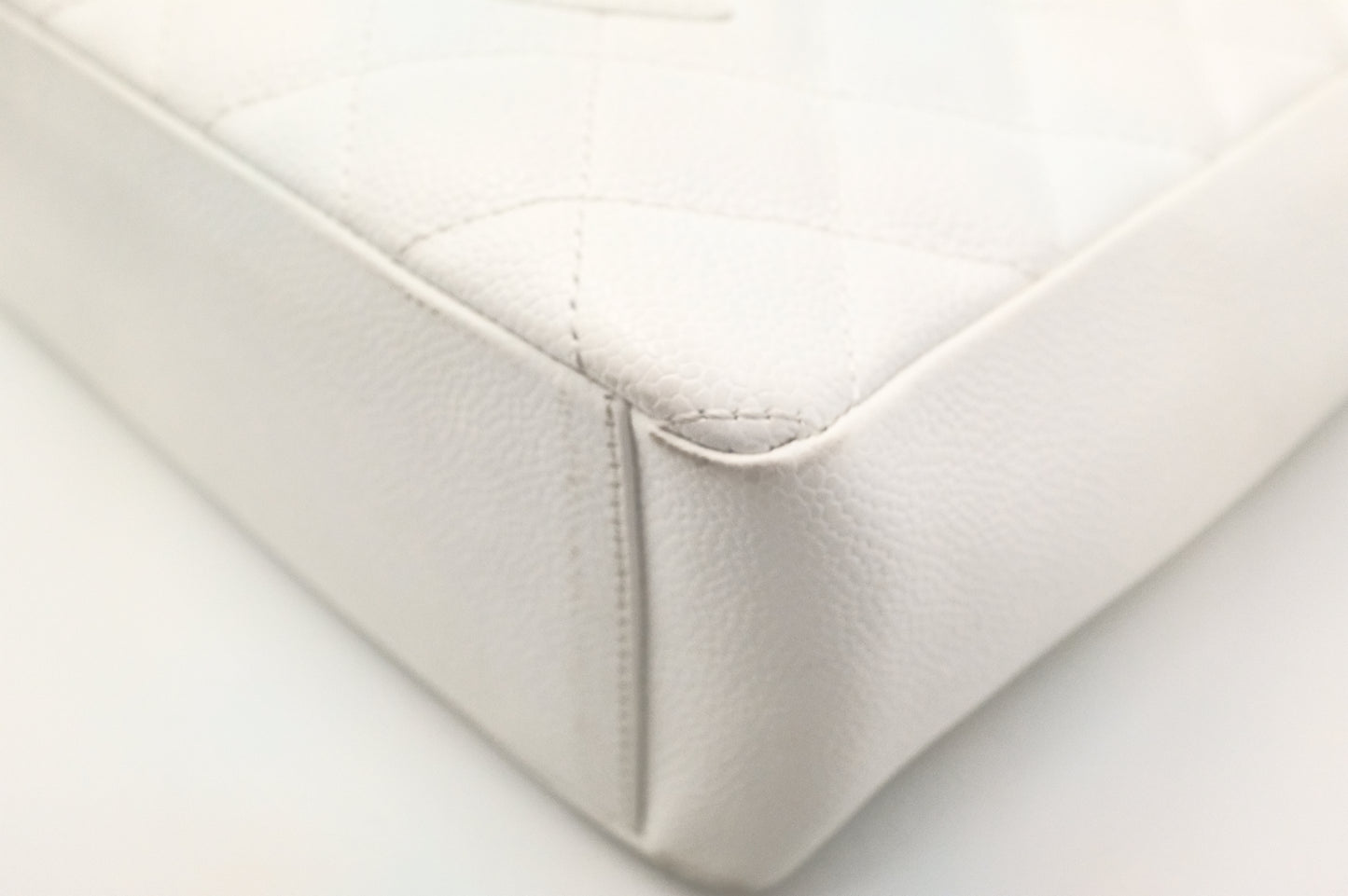 Chanel PST Petite Shopping Tote in White Caviar Leather