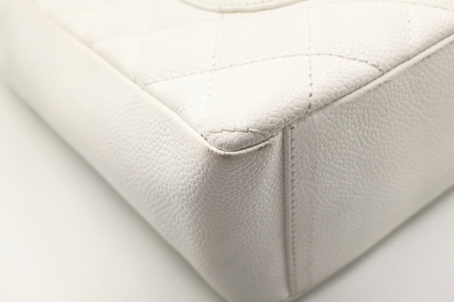 Chanel PST Petite Shopping Tote in White Caviar Leather