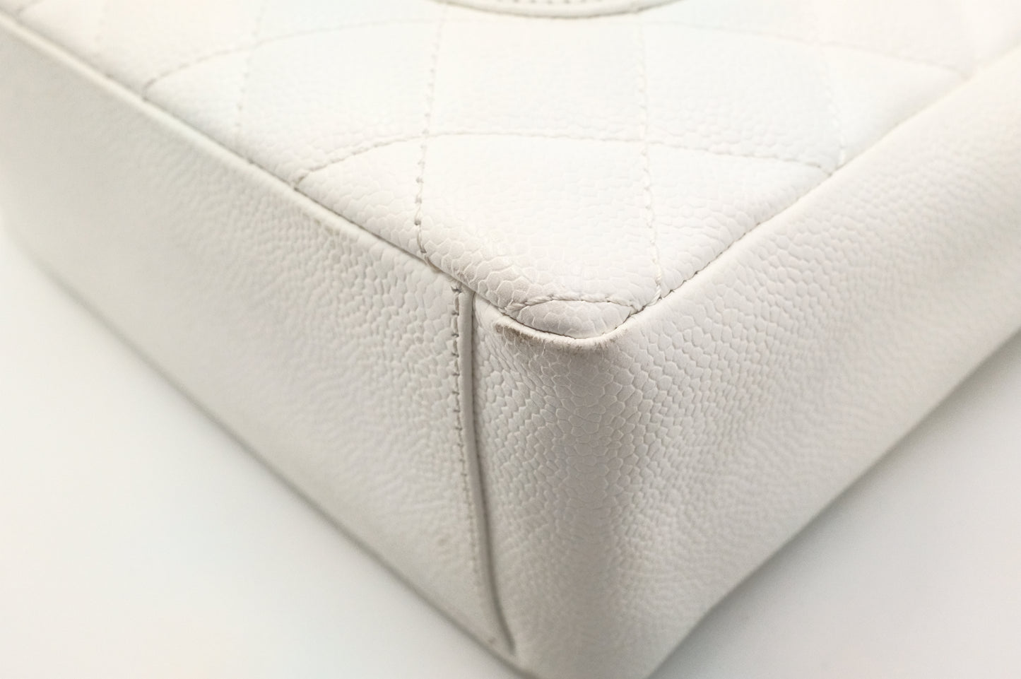 Chanel PST Petite Shopping Tote in White Caviar Leather