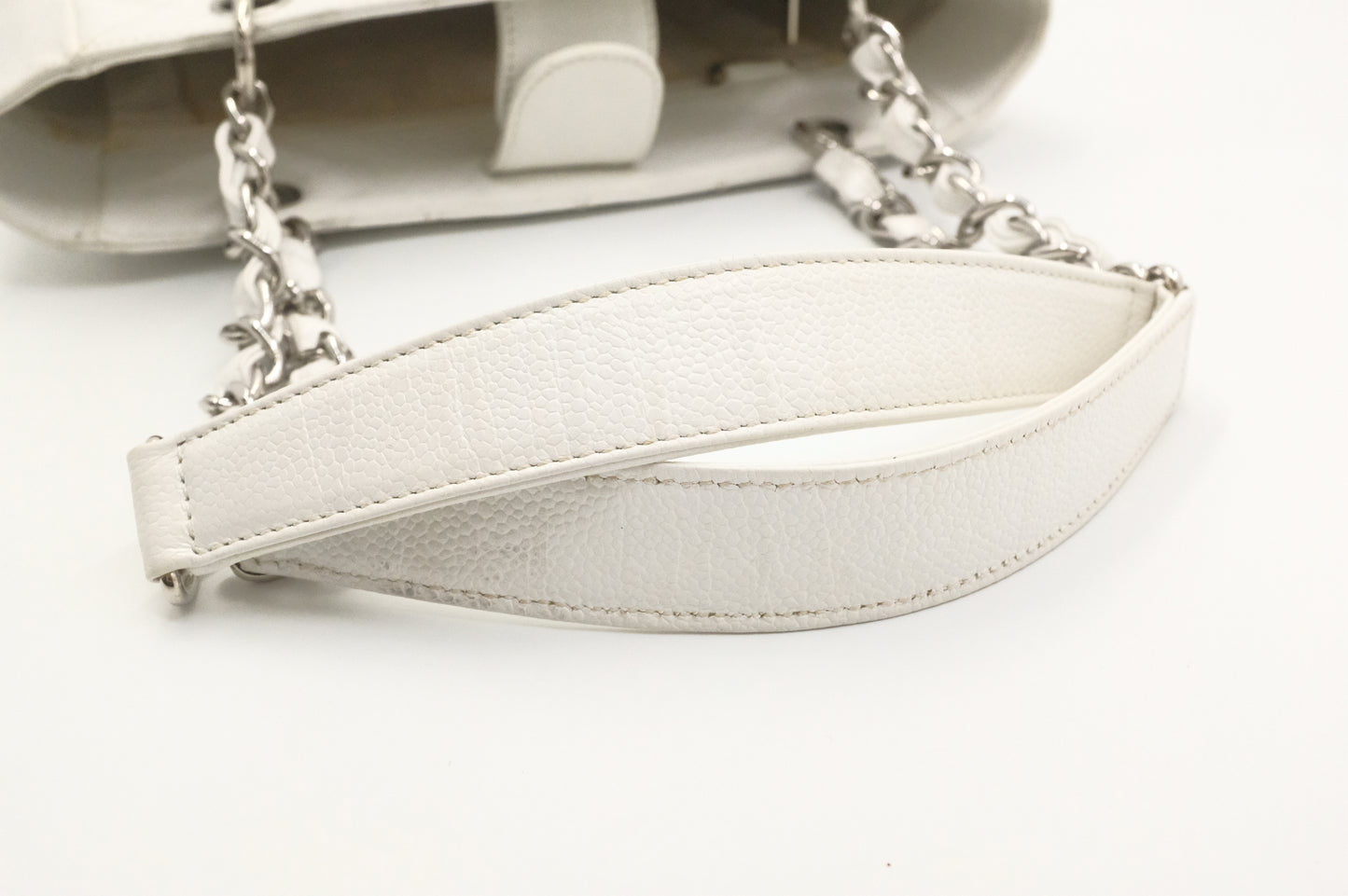 Chanel PST Petite Shopping Tote in White Caviar Leather