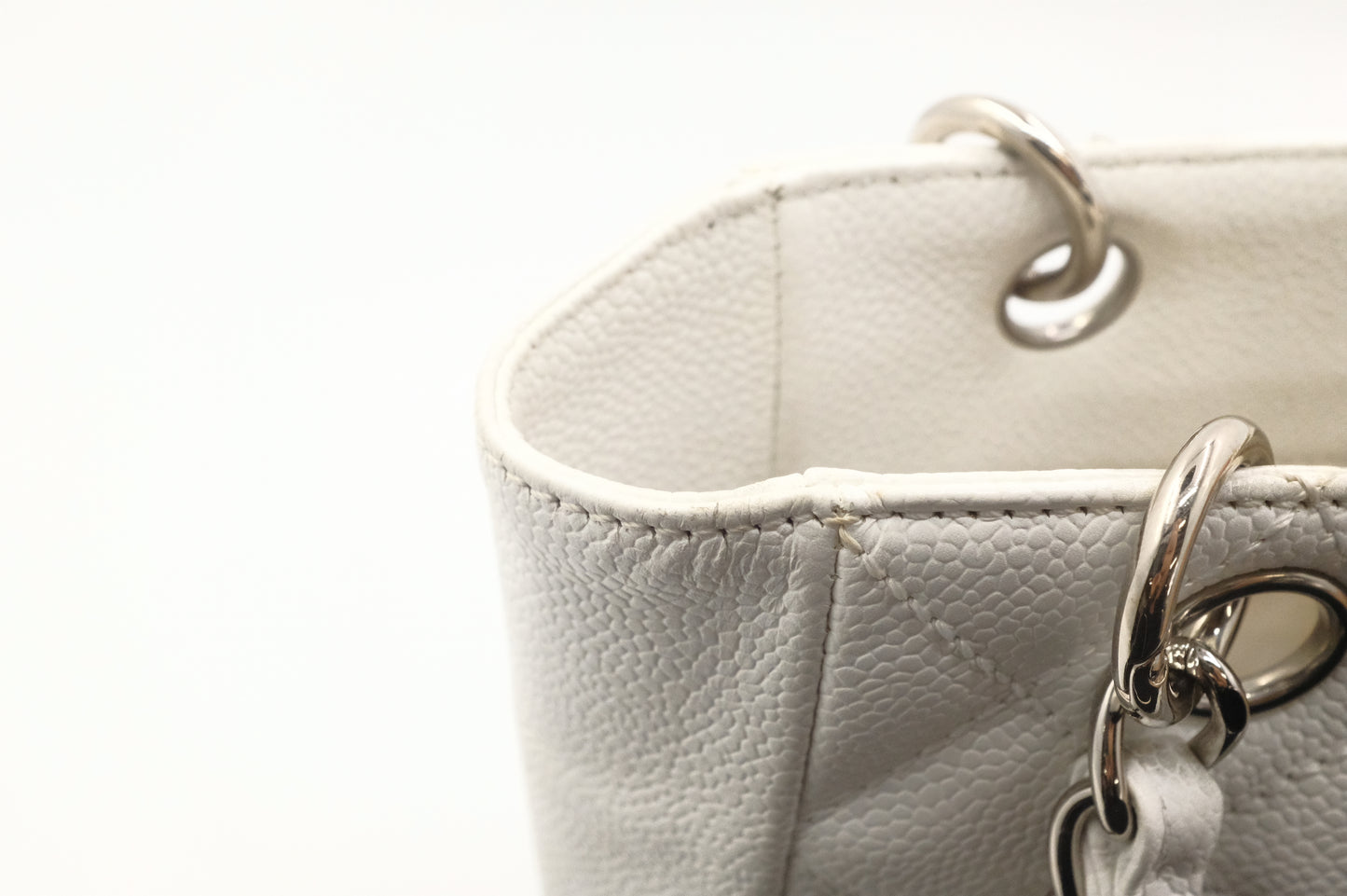 Chanel PST Petite Shopping Tote in White Caviar Leather