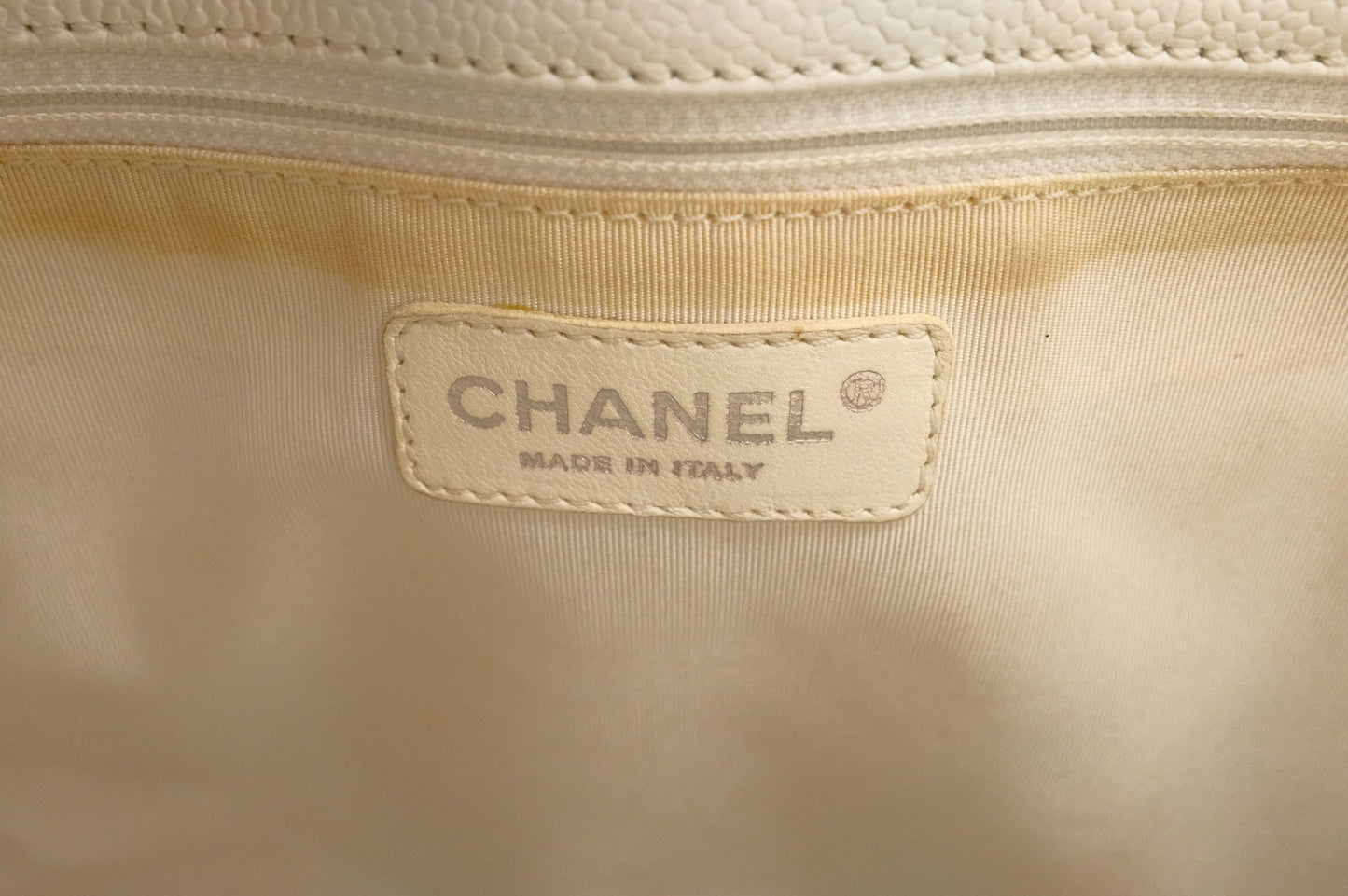 Chanel PST Petite Shopping Tote in White Caviar Leather