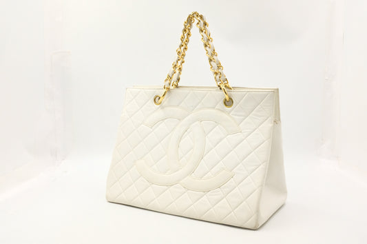 Chanel Grand Timeless Tote in White Matelassé Leather