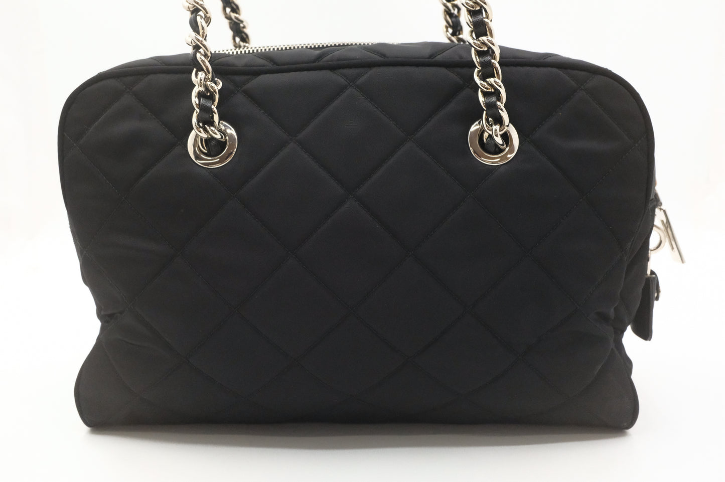 Prada Chain Shoulder Bag in Black Quilted Nylon Canvas