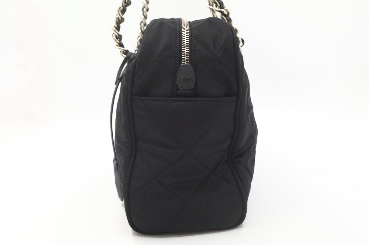 Prada Chain Shoulder Bag in Black Quilted Nylon Canvas