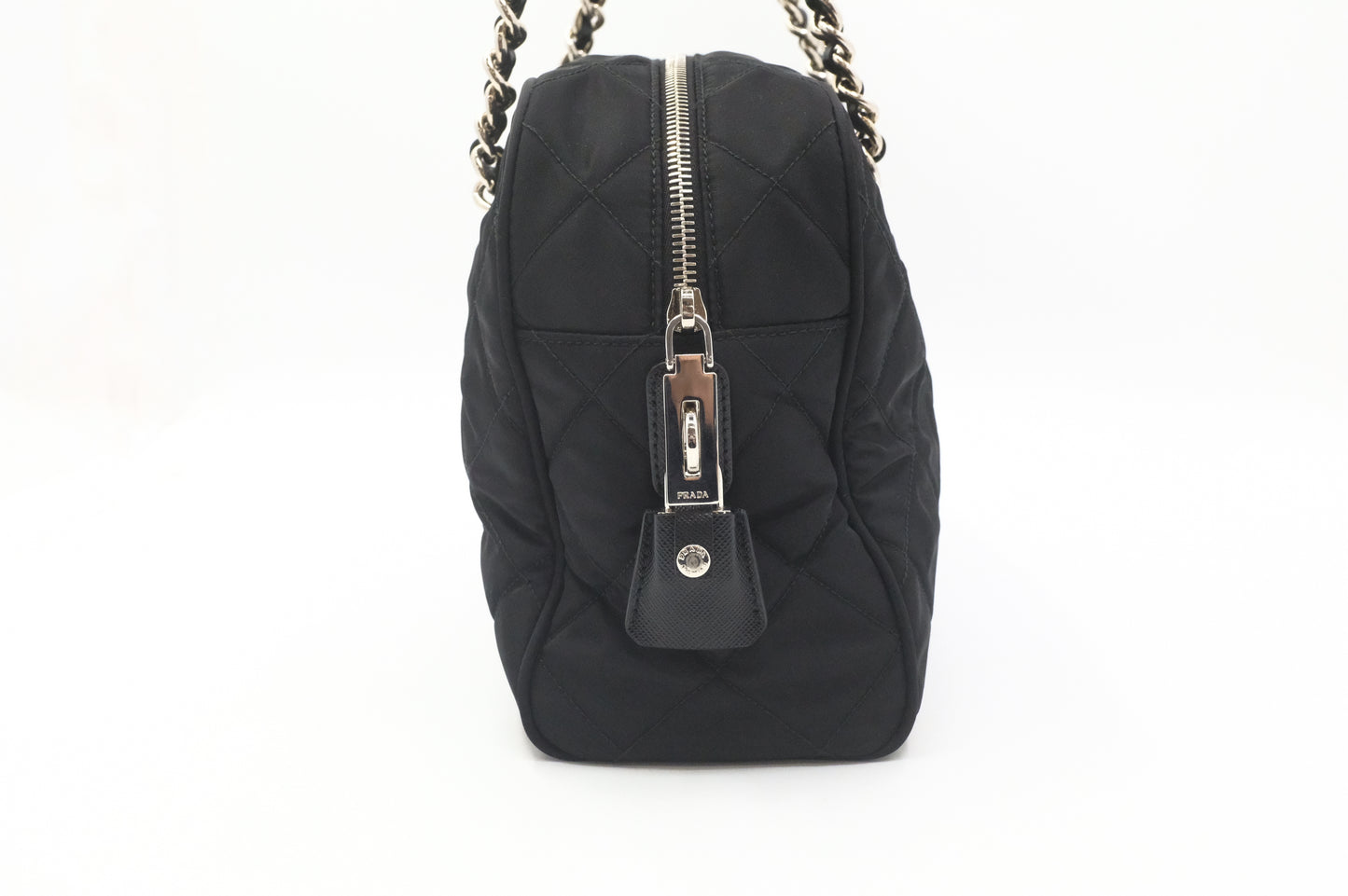 Prada Chain Shoulder Bag in Black Quilted Nylon Canvas