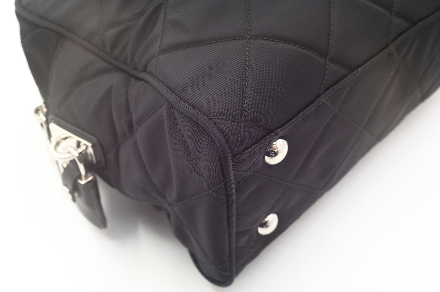 Prada Chain Shoulder Bag in Black Quilted Nylon Canvas