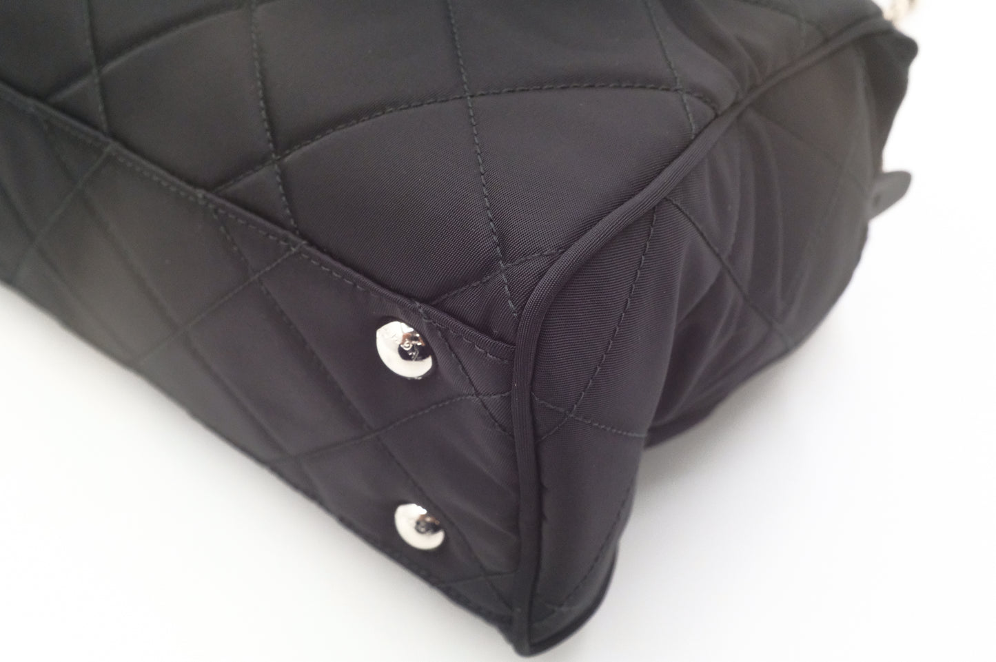 Prada Chain Shoulder Bag in Black Quilted Nylon Canvas