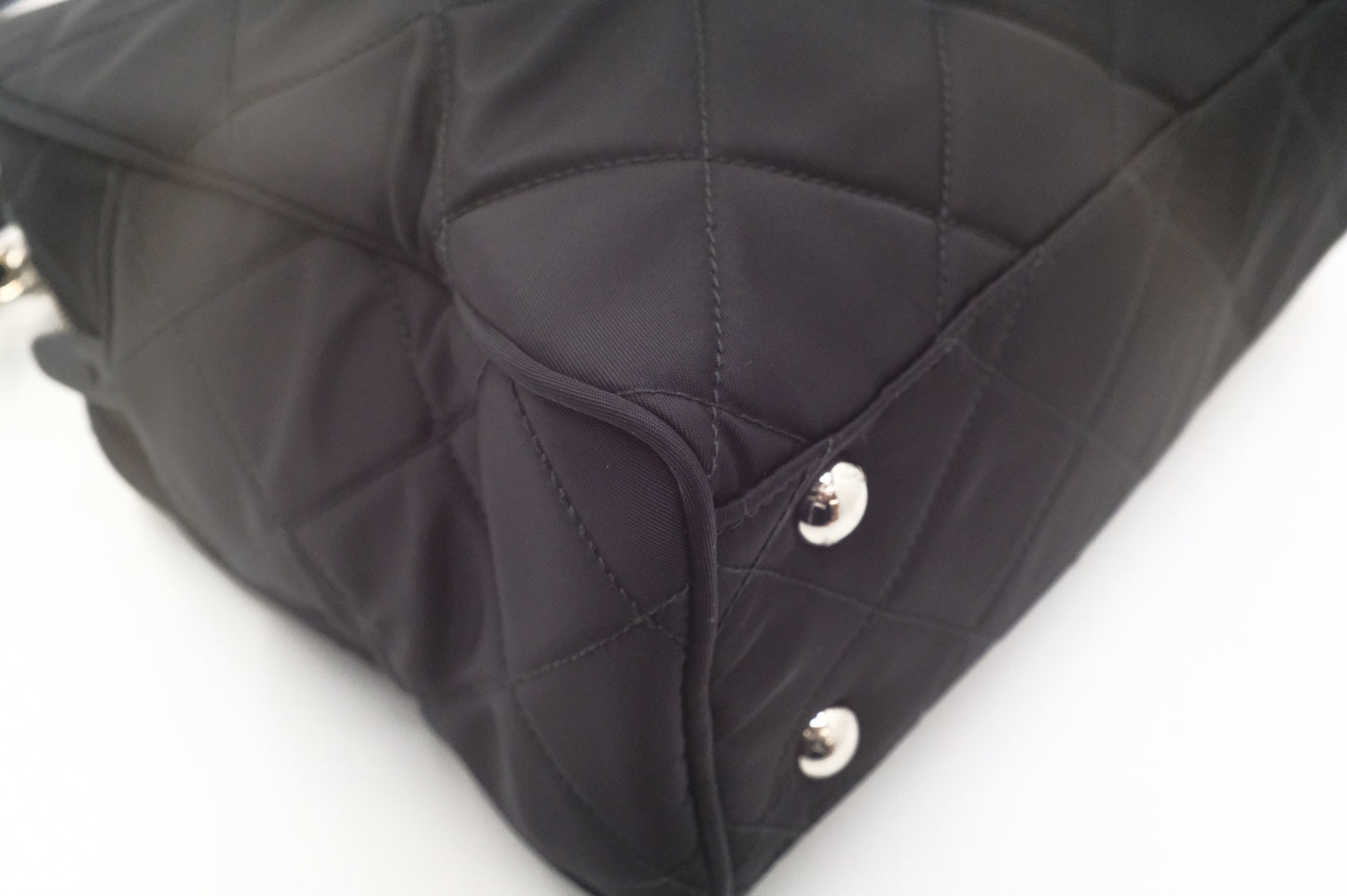 Prada Chain Shoulder Bag in Black Quilted Nylon Canvas
