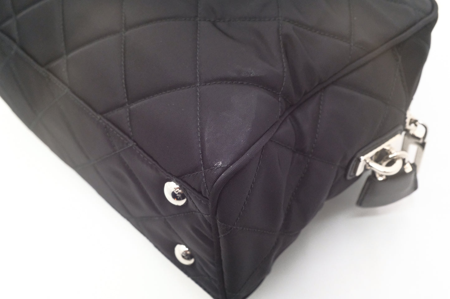 Prada Chain Shoulder Bag in Black Quilted Nylon Canvas