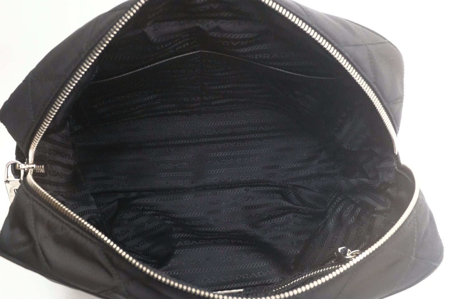 Prada Chain Shoulder Bag in Black Quilted Nylon Canvas