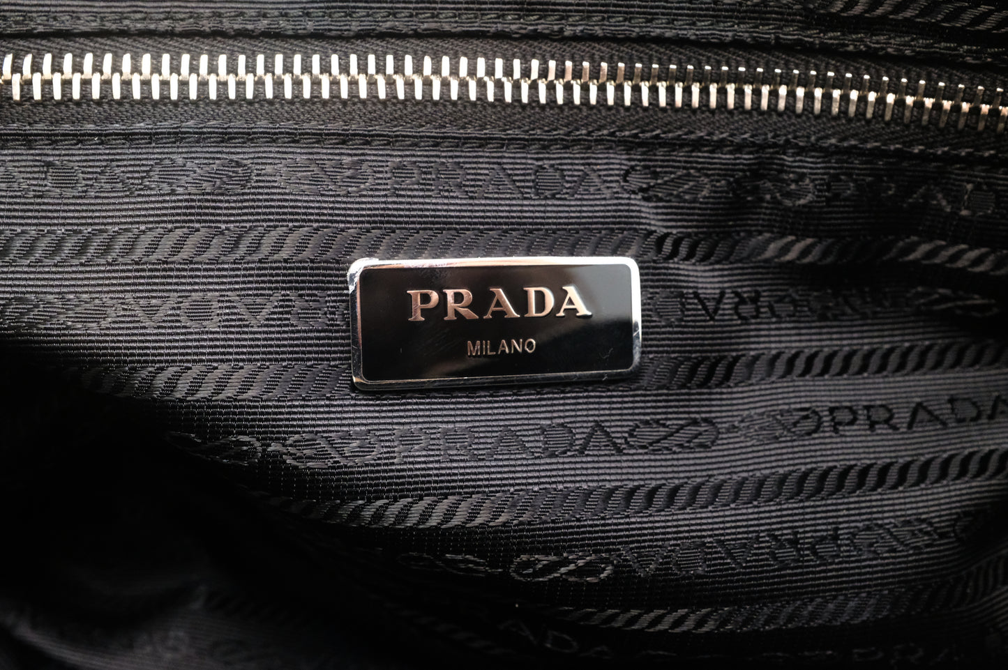 Prada Chain Shoulder Bag in Black Quilted Nylon Canvas