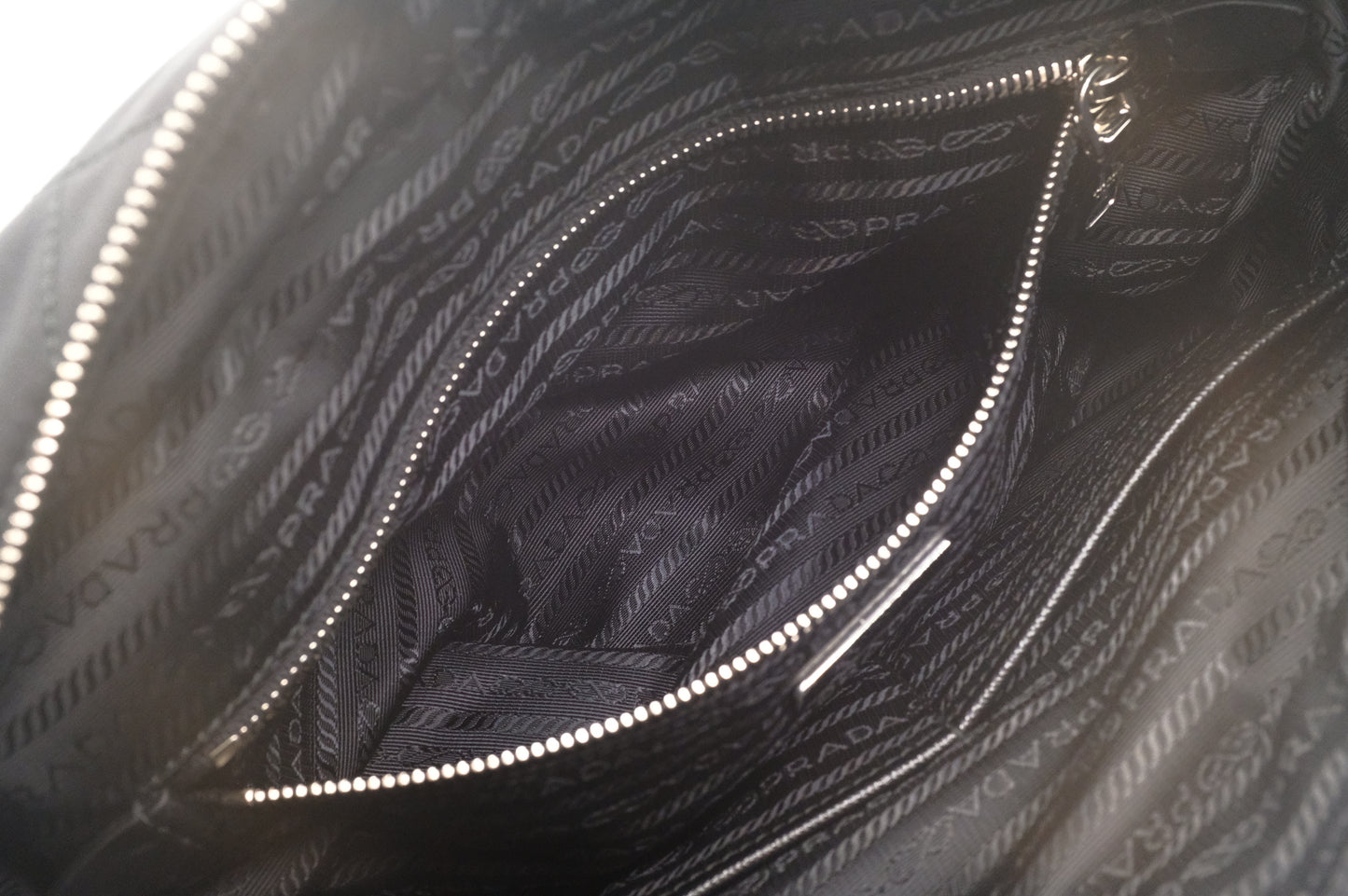 Prada Chain Shoulder Bag in Black Quilted Nylon Canvas