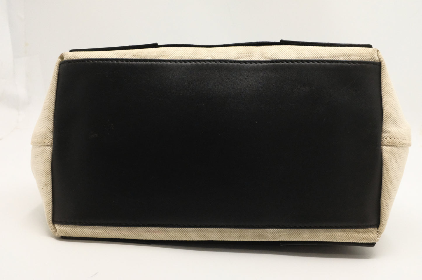 Balenciaga Navy Cabas Small Tote in Ecru and Black Canvas