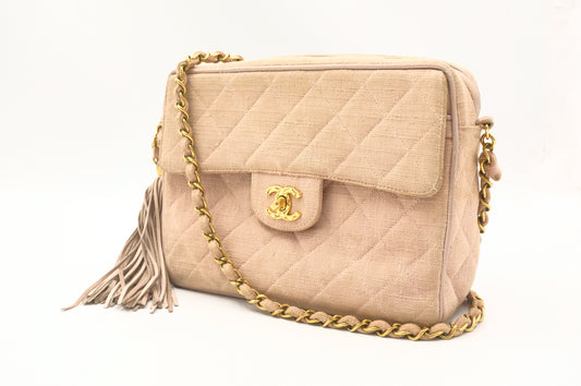 Chanel Camera Bag in Beige Linen