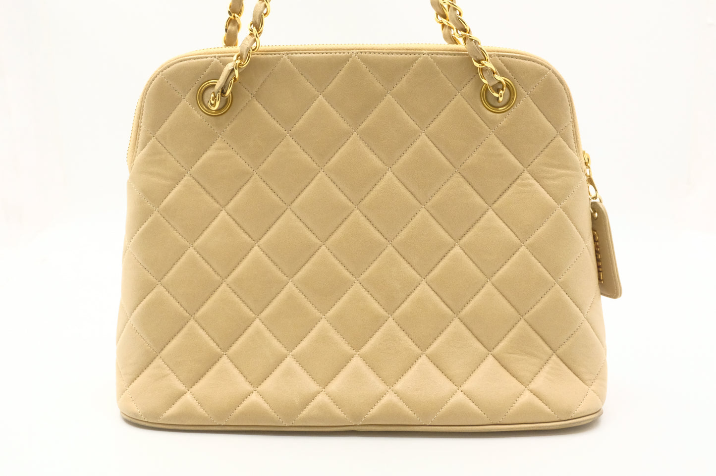 Chanel Chain Shoulder Bag in Beige Matelassé Leather