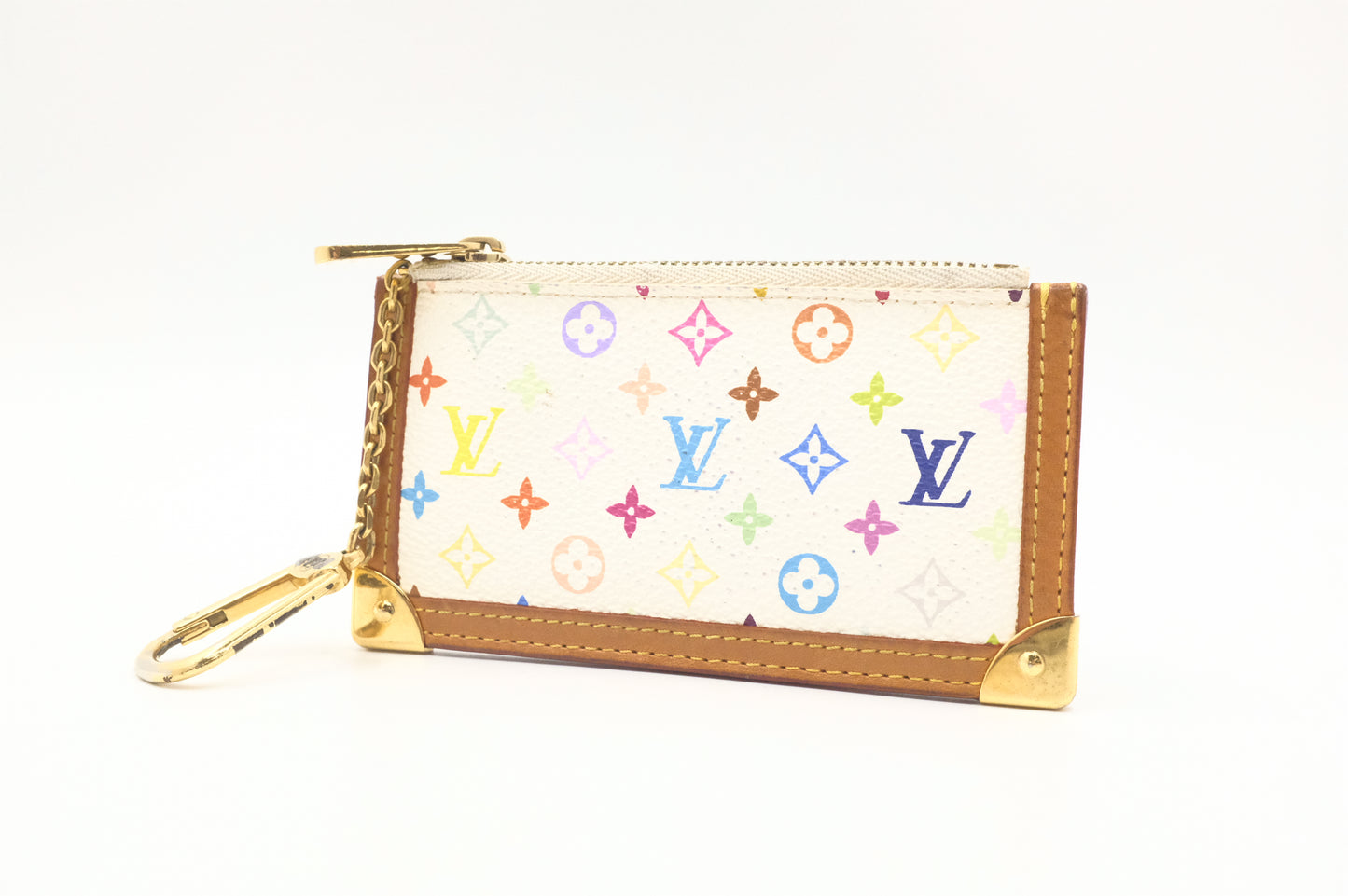 Louis Vuitton Pochette Cles in White Multicolor Monogram Canvas