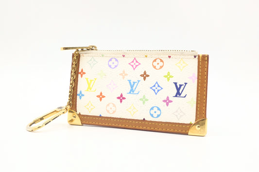 Louis Vuitton Pochette Cles in White Multicolor Monogram Canvas