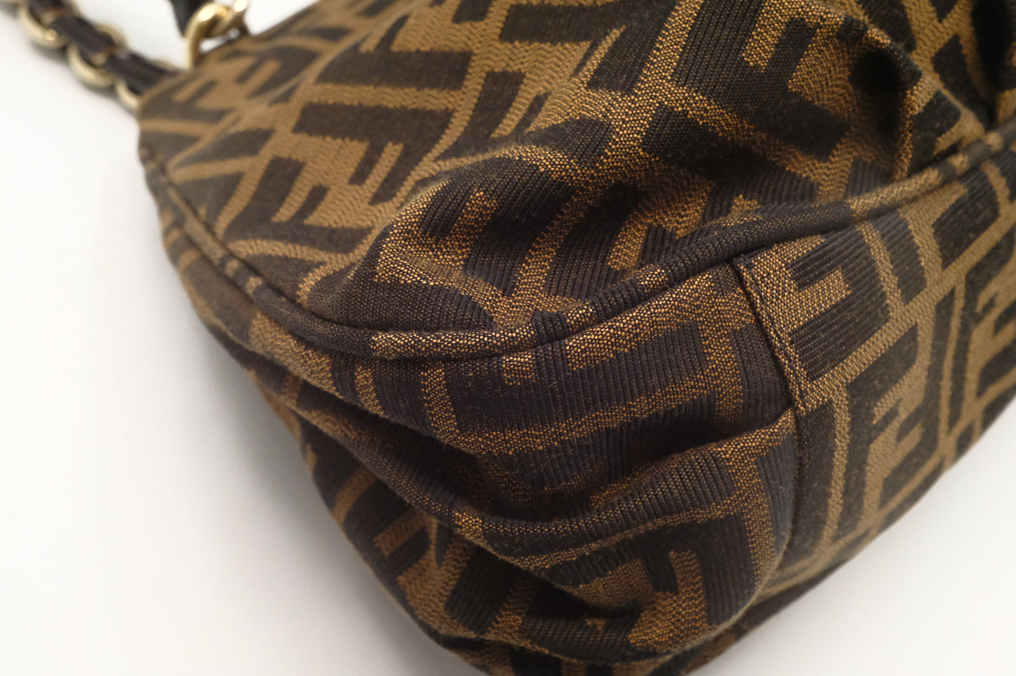 Fendi Mia Small Shoulder Bag in Zucca Canvas and Patent Leather