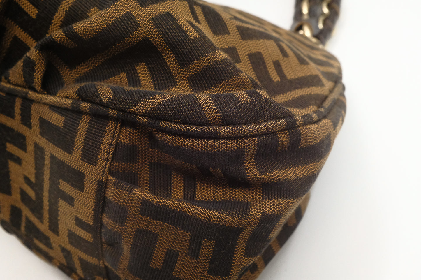 Fendi Mia Small Shoulder Bag in Zucca Canvas and Patent Leather