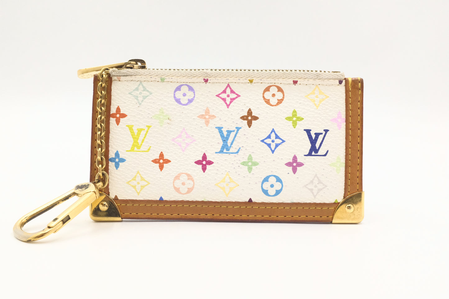 Louis Vuitton Pochette Cles in White Multicolor Monogram Canvas