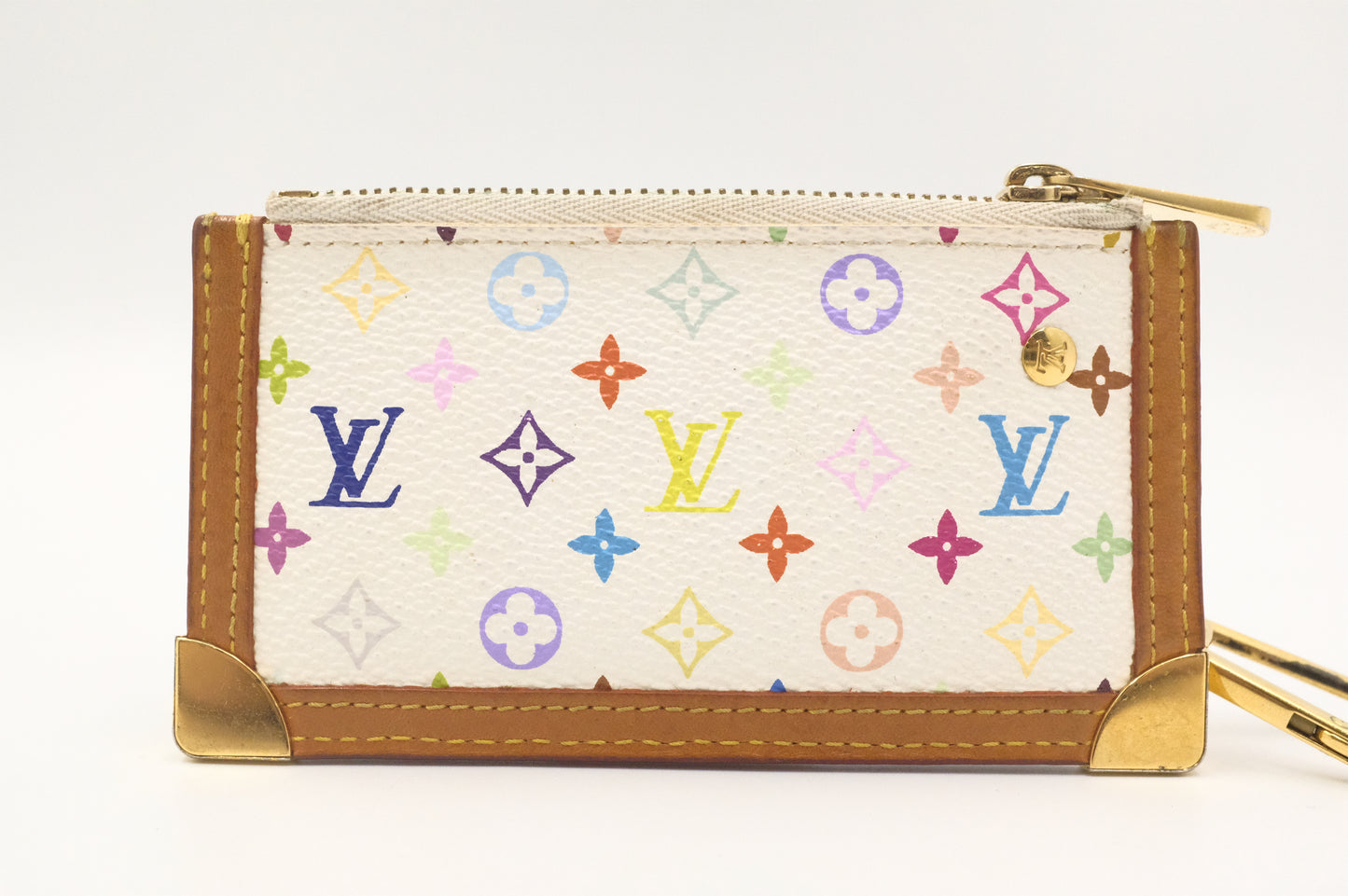 Louis Vuitton Pochette Cles in White Multicolor Monogram Canvas
