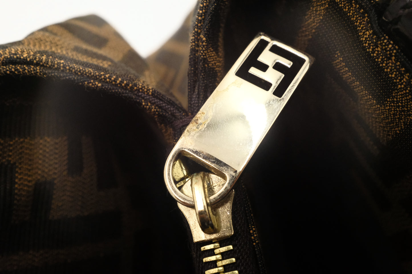 Fendi Mia Small Shoulder Bag in Zucca Canvas and Patent Leather