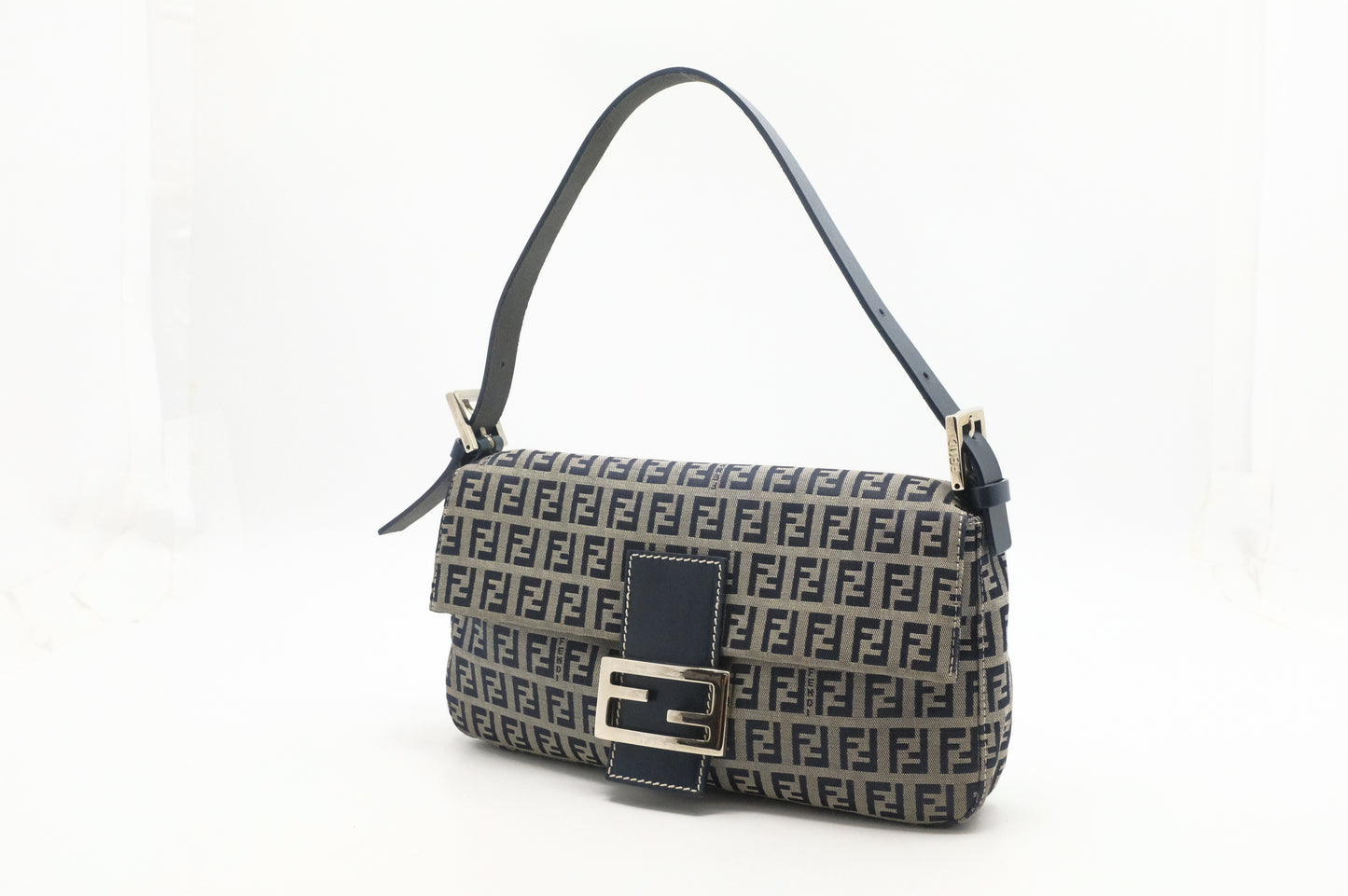 Fendi Baguette in Navy Zucca Canvas