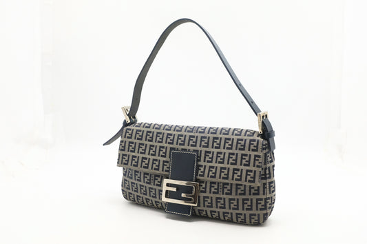 Fendi Baguette in Navy Zucca Canvas