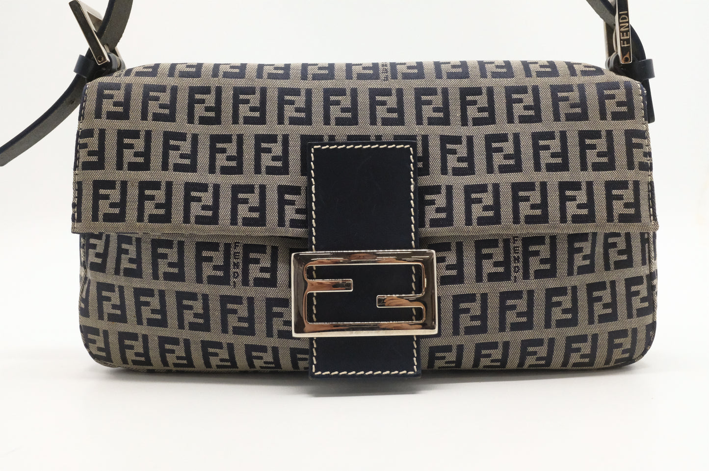 Fendi Baguette in Navy Zucca Canvas