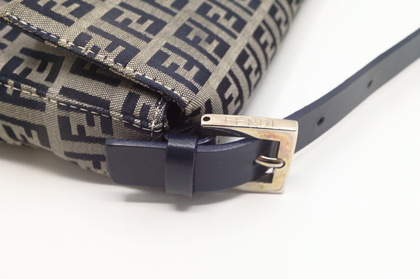Fendi Baguette in Navy Zucca Canvas